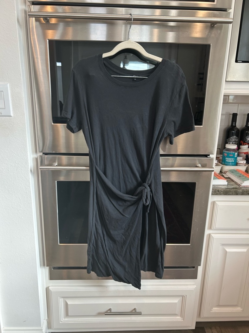 Rails Black Edie side tie Dress size M has slight wear stains overall GUC